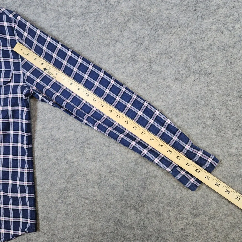 Banana Republic Mens Blue Windowpane Shirt Size S Luxe Flannel Untucked Slim Fit